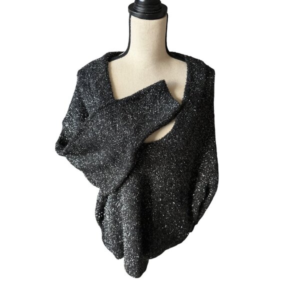 NWT Ava & Viv Black Sweater Silver Glisten V Neck Holiday Soft Size 2X - Picture 5 of 7